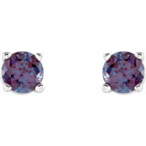 14K White 4 mm Lab-Grown Alexandrite Stud Earrings