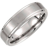 Tungsten 6 mm Stepped-Edge Inlay Comfort-Fit Band  Size 11