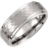 Tungsten 8 mm Stepped-Edge Comfort-Fit Flat Band Size 9
