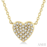 1/8 Ctw Heart Charm Round Cut Diamond Petite Pendant in 10K Yellow Gold