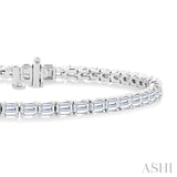 6 Ctw East West Emerald Cut Diamond Fashion Tennis Bracelet in 14K White Gold
