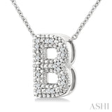 1/20 Ctw Bubble Accent Initial 'B' Round Cut Diamond Fashion Pendant With Chain in Sterling Silver