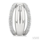 1/10 Ctw Split Dome Shape Round Cut Diamond Bold Half Hoop Earring in Sterling Silver