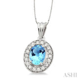 Oval Shape Gemstone & Diamond Pendant