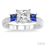 Past Present & Future Gemstone & Diamond Semi-Mount Engagement Ring