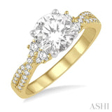 1/3 Ctw Intercrossed Semi-Mount Round Cut Diamond Engagement Ring in 14K Yellow and White Gold