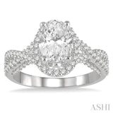 Oval Shape Semi-Mount Diamond Engagement Ring