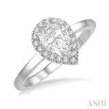 1/3 Ctw Round Cut Diamond Halo Engagement Ring With 1/4 ct Pear Cut Center Stone in 14K White Gold