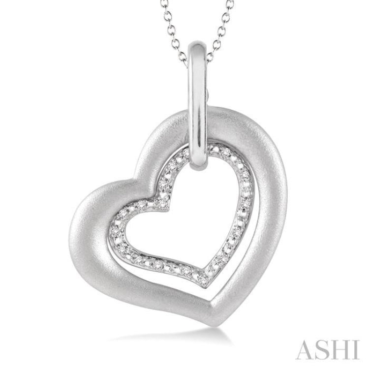 Silver Diamond Twin Heart Pendant