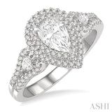 1 Ctw Pear Shape Diamond Engagement Ring in 14K White Gold