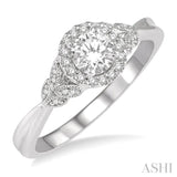 3/8 Ctw Entwined Round Shape Diamond Engagement Ring with 1/4 Ct Round Cut Center Stone in 14K White Gold