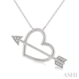 1/20 Ctw Heart and Arrow Round Cut Diamond Pendant With Chain in Sterling Silver