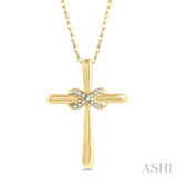 1/20 Ctw Infinity Round Cut Diamond Cross Pendant With Chain in 10K Yellow Gold