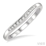 1/10 Ctw Arched Channel Round Cut Diamond Wedding Band in 14K White Gold