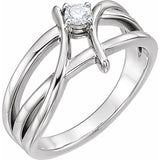 14K White 1/8 CT Natural Diamond Ring