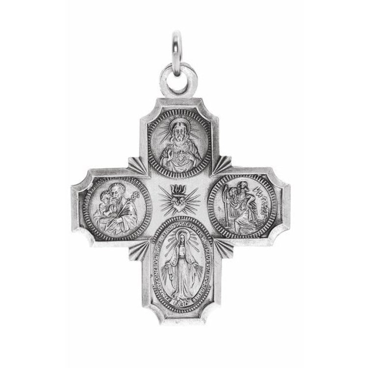Extel Silver Catholic 4-Way Medal Cross Cruciform Necklace – Bella Grace  Jewelry & Gifts