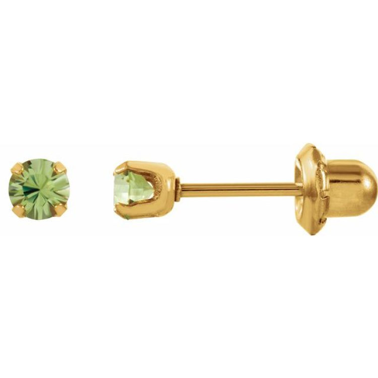 Quality Gold 14k 4mm August/Peridot Post Earrings XBE56 - Park Place  Jewelers