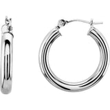 14K White 20 mm Tube Hoop Earrings