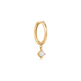Single White Pearl Dangle Huggie Hoop