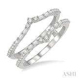 1/3 Ctw Chevron Baguette and Round Cut Diamond Insert Ring in 14K White Gold