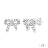 Bow Shape Petite Diamond Fashion Earrings